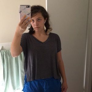 mudd black and white striped top